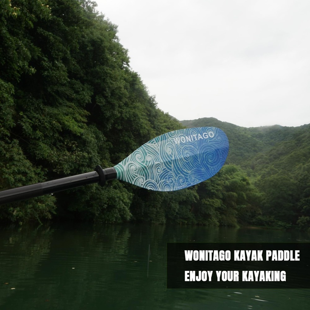 WONITAGO Kayak Paddle, Adjustable 230-250cm, Alloy Shaft, PP Blade, Floating