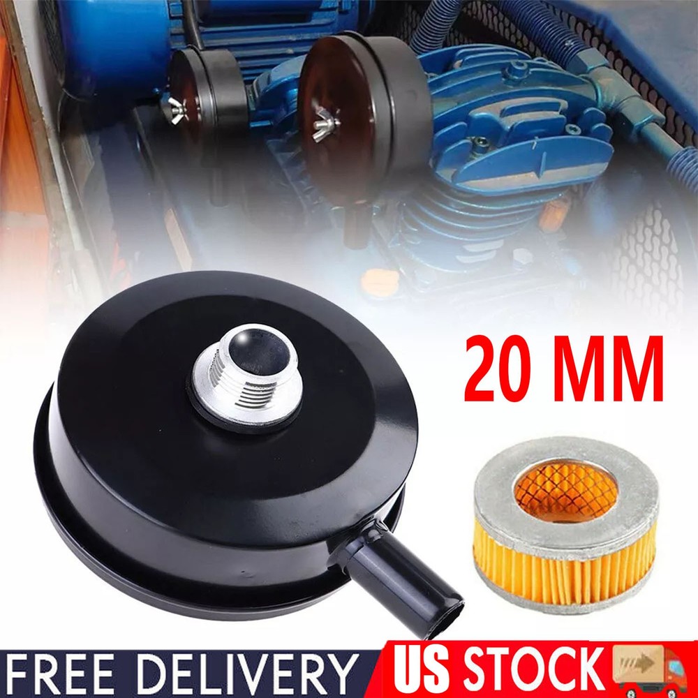 1/2" NPT Air Compressor Intake Filter Silencer Metal Housing and Element