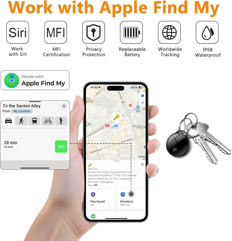 Air Tracker Tags-4 Pack: Smart Bluetooth Tracker, Compatible with Apple Find My