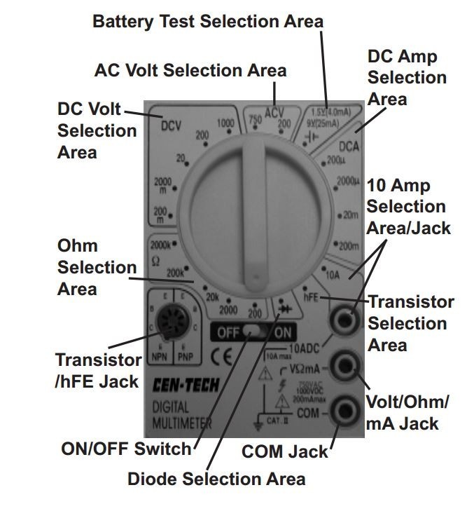 7 Function Digital Electronic Multimeter Multi Meter Volt Ohm Amp Meter Tester