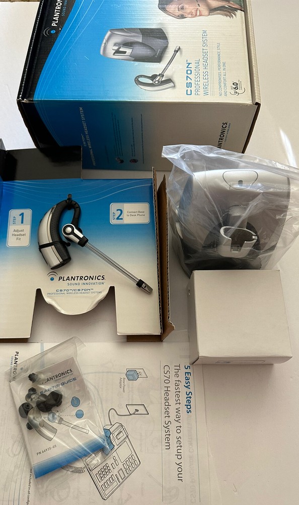 Plantronics Wireless CS70N/HL10 Silver Ear-Hook Headsets