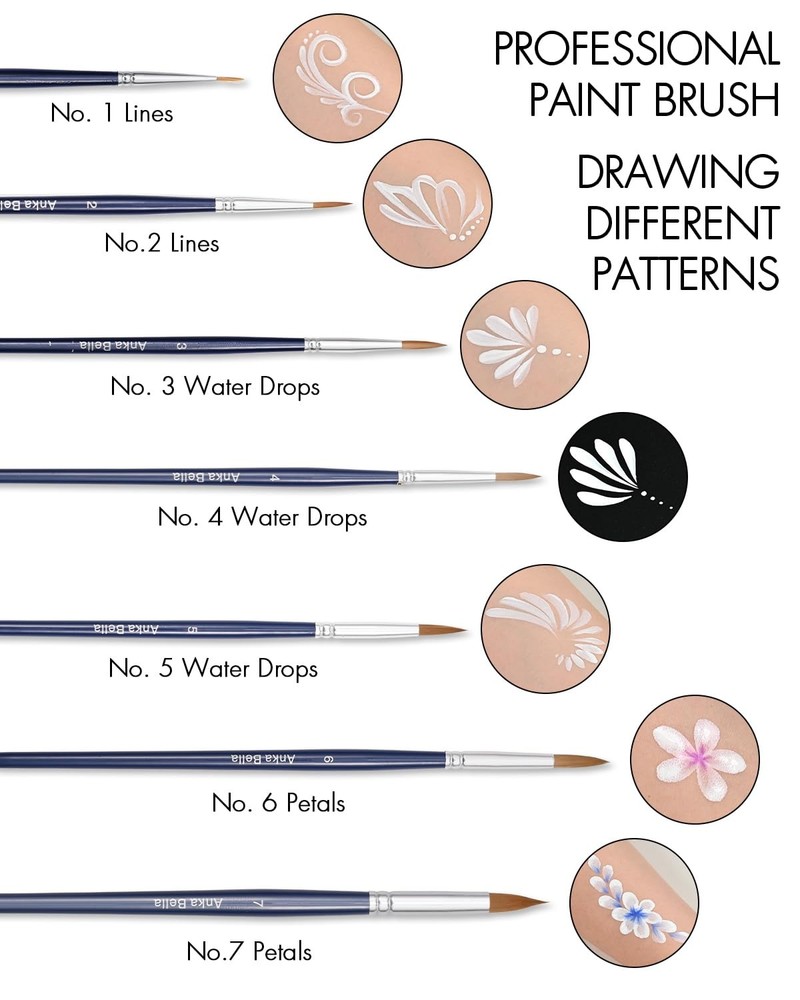 Professional Pre-Quality Face Paint Brushes SetIncluding 14pcs Different Size...