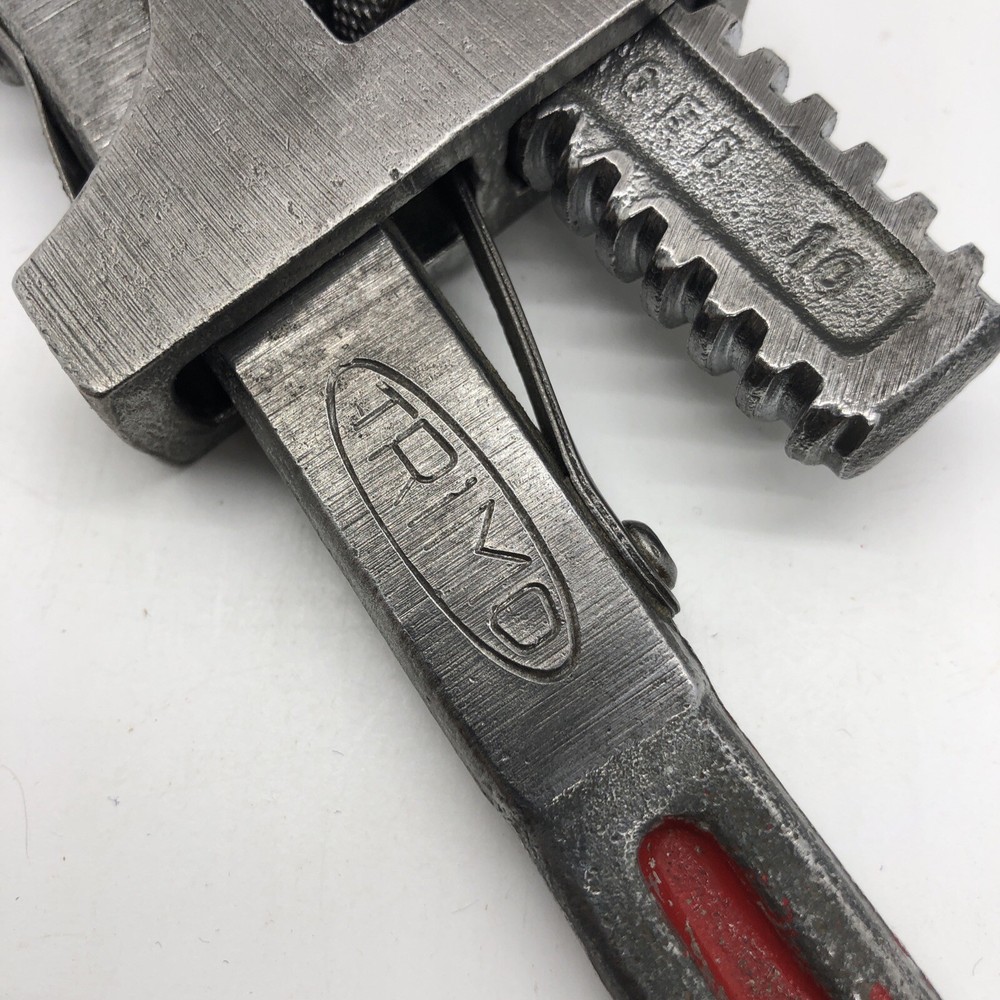 Vintage Stillson Trimo 10” Adjustable Pipe Wrench Red Handle