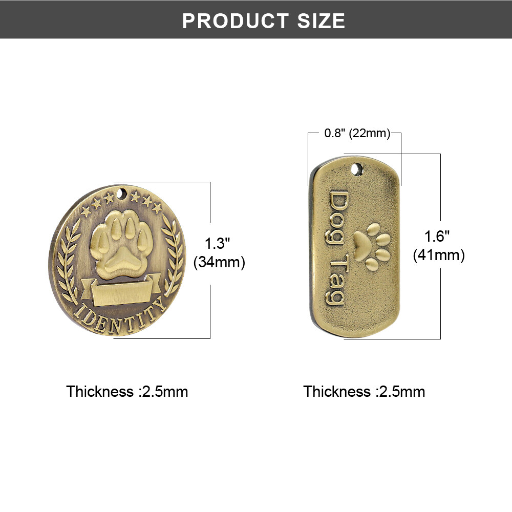 BRASS DOG TAGS RECTANGLE PERSONALIZED CUSTOM PET NAME ID ENGRAVED FOR COLLAR