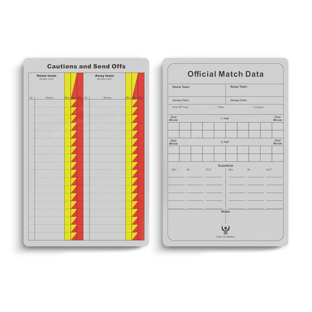 Soccer Referee Game Cards Pro 50 Pack Double Sided Thick Print Match Data Set