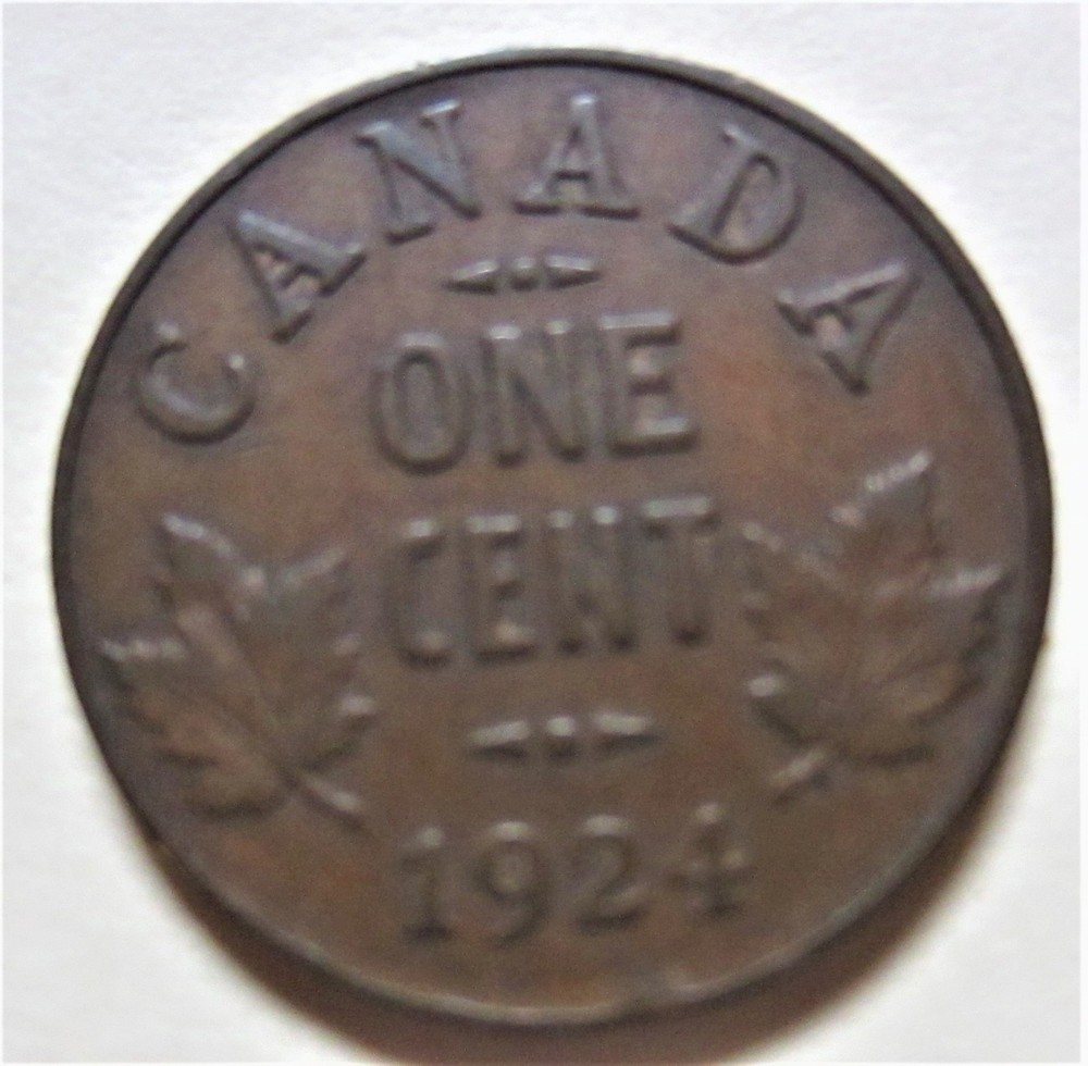 1924 Canada Small Cent Key Date Coin. Penny 1 cent