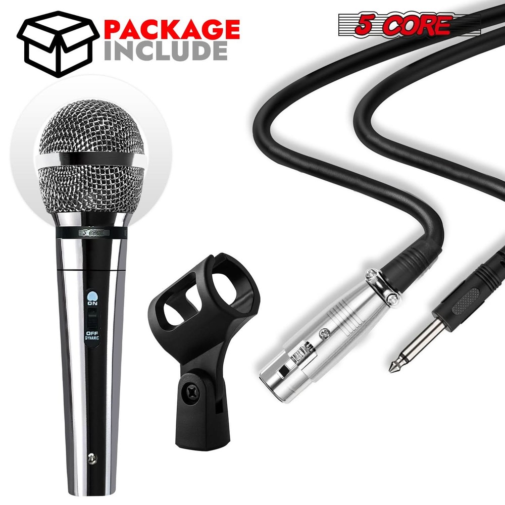 5Core XLR Microphone Dynamic Mic Karaoke Singing Studio Mics Handheld Microfono