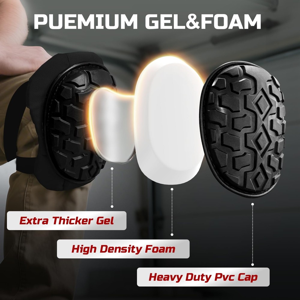 Professional Knee Pads for Work Construction with Heavy Duty Cap Foam Padding