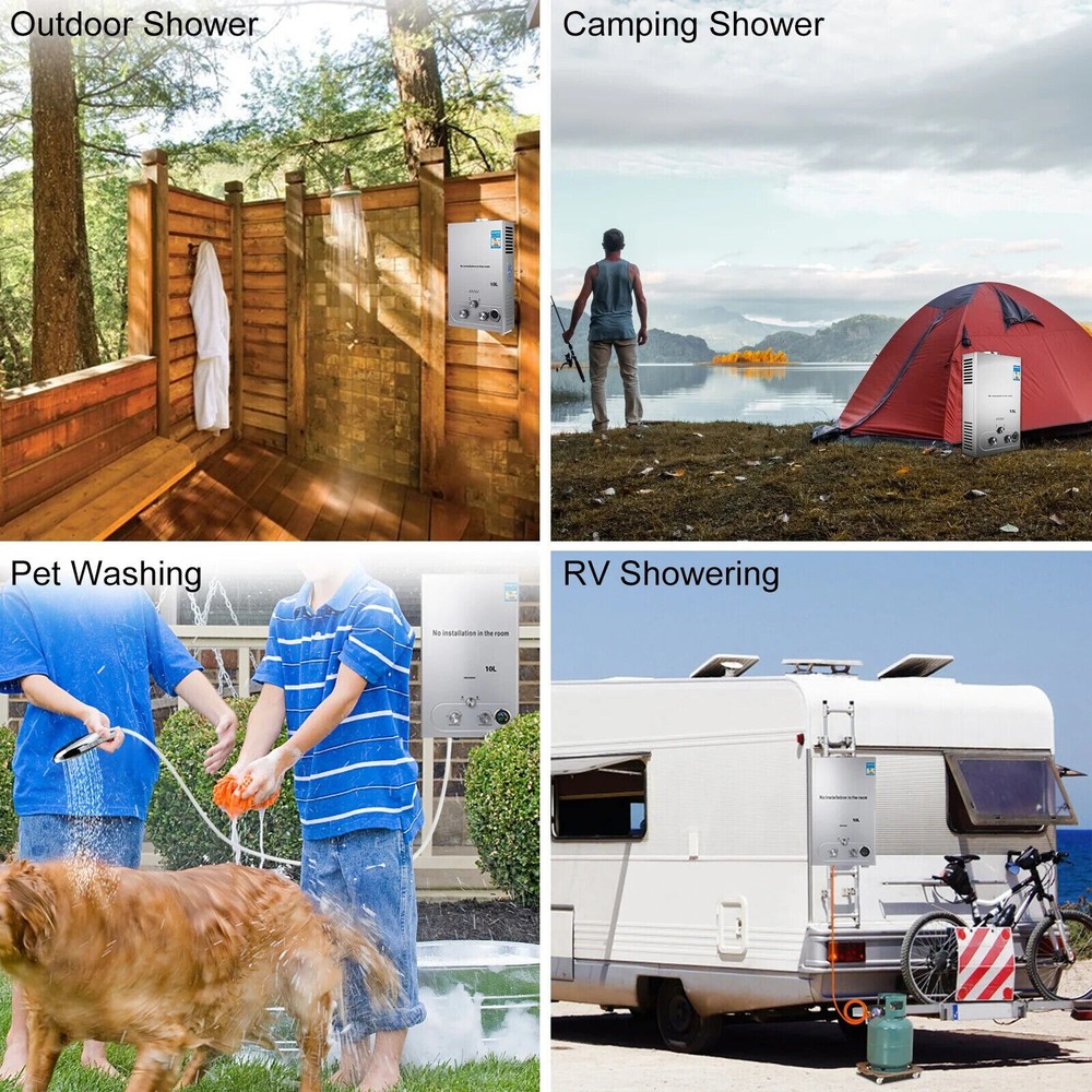 VEVOR 6L LPG Propane Gas Instant Hot Water Heater Boiler Outdoor Stainless Steel