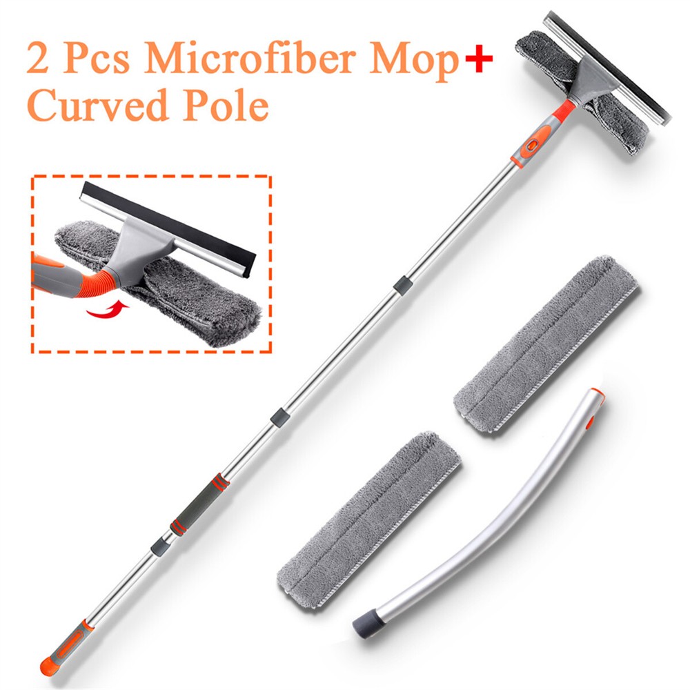 61'' Window Cleaner Extendable Telescopic Squeegee Long Handle Washer Scrubber
