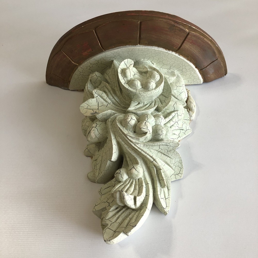One Cast Resin Composite Neoclassical Leaf Crackled Style Wall Shelf Sconce