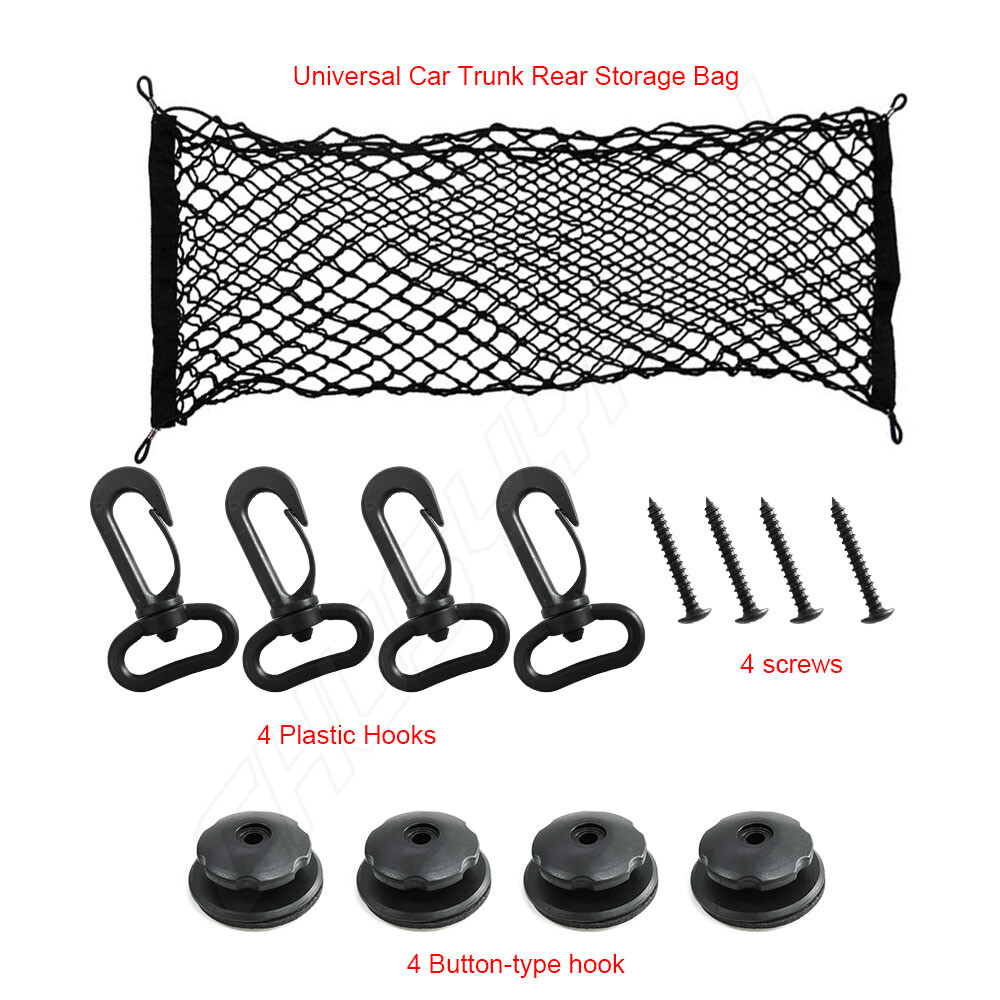 Universal Rear Cargo Trunk Storage Organizer Net For Car Plus mounting Points