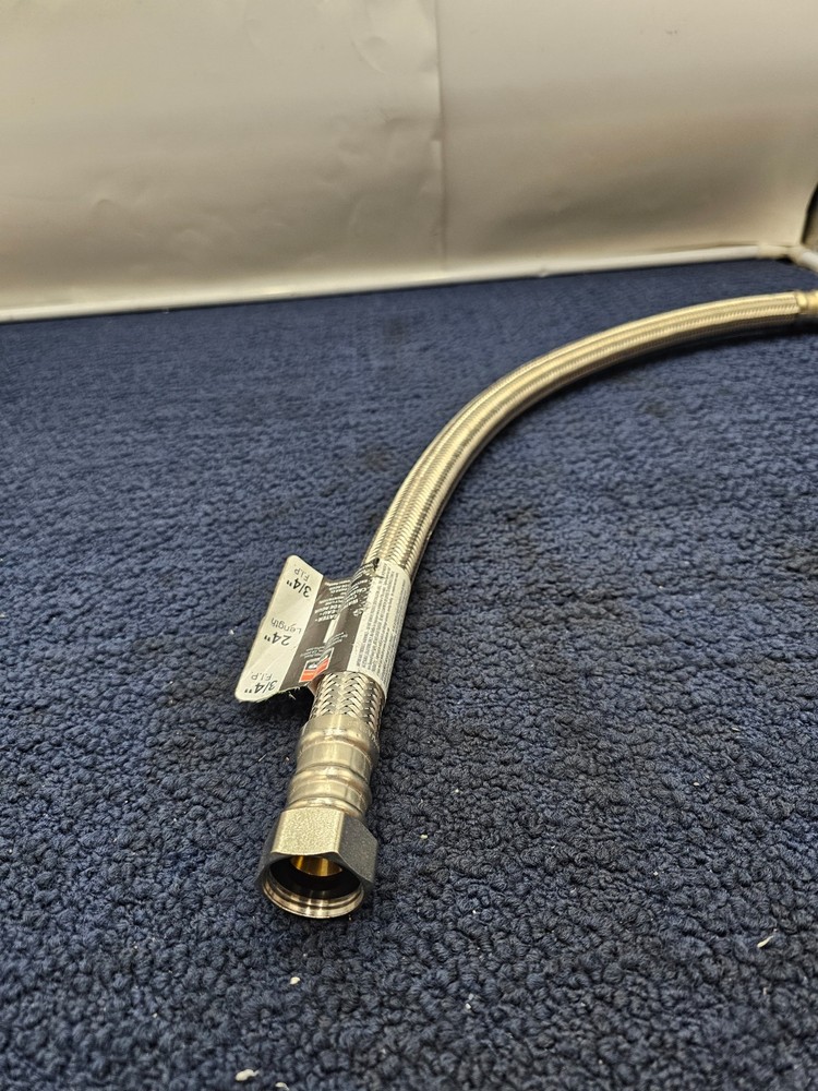 (QTY 2) Fluidmaster PRO1H24: 3/4" FIPxFIP 24" SS Braided Water Heater Connector