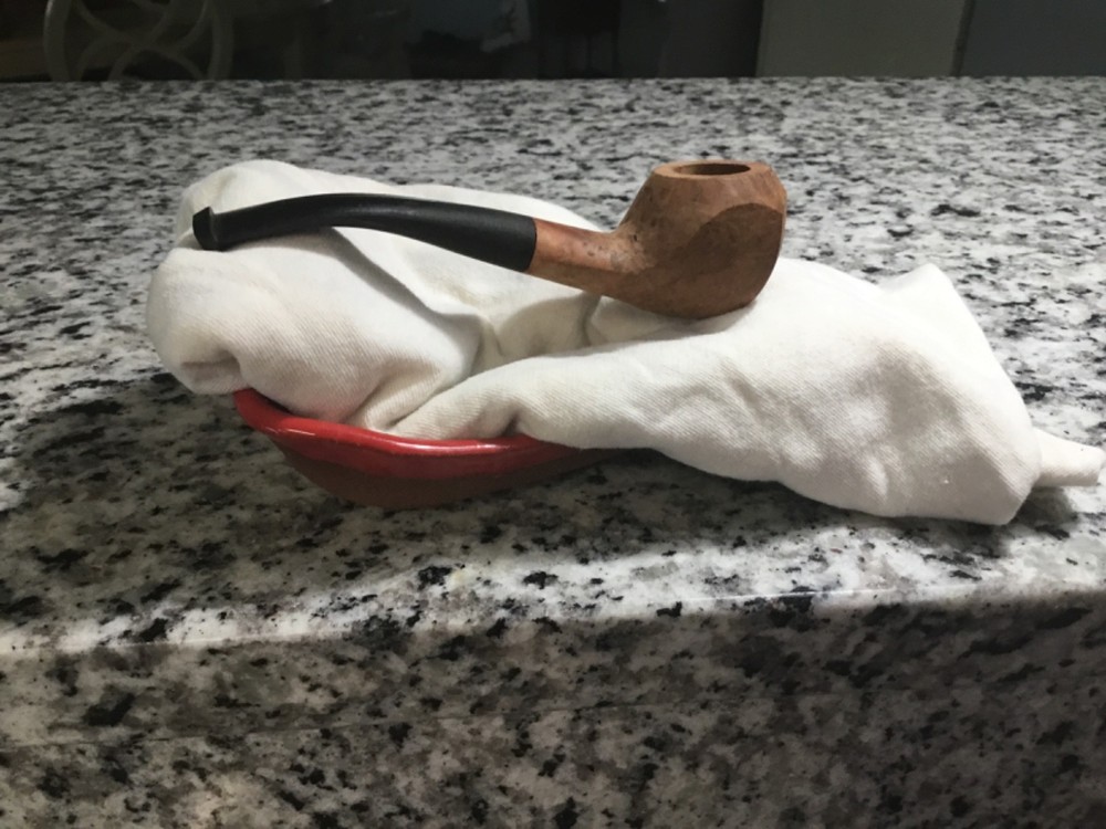 Unfinished medium bent panel briar pipe