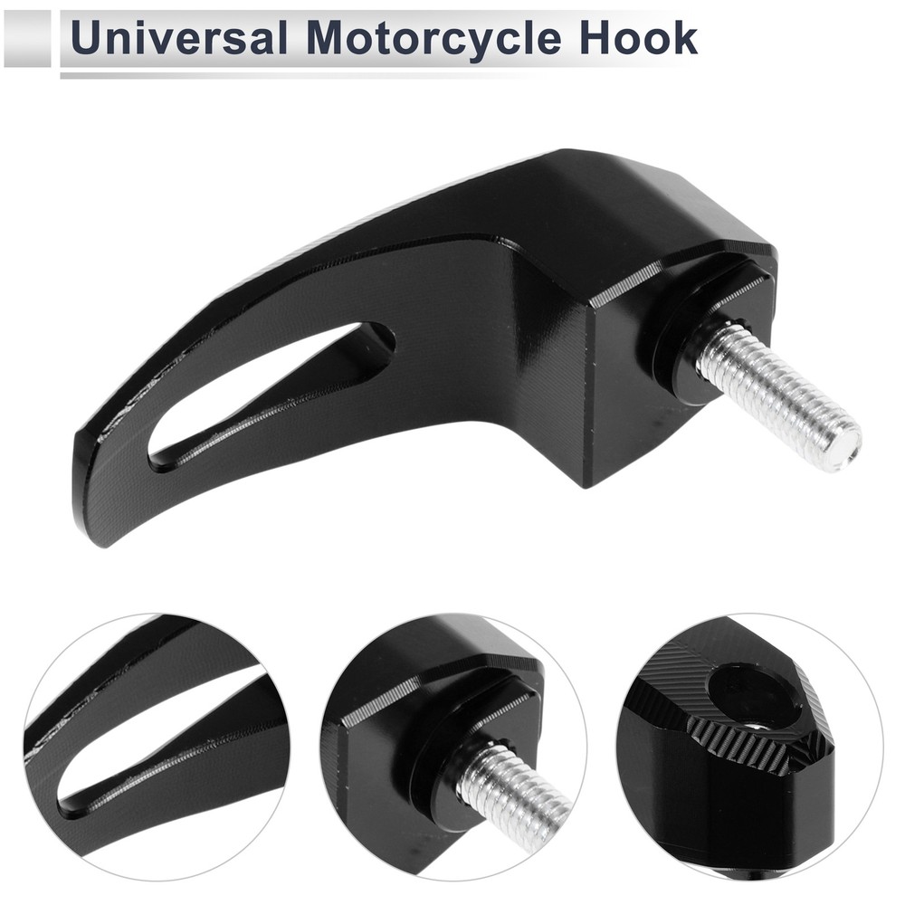 Rectangular Motorcycle Hook with Screw and Key 1 Set Black
