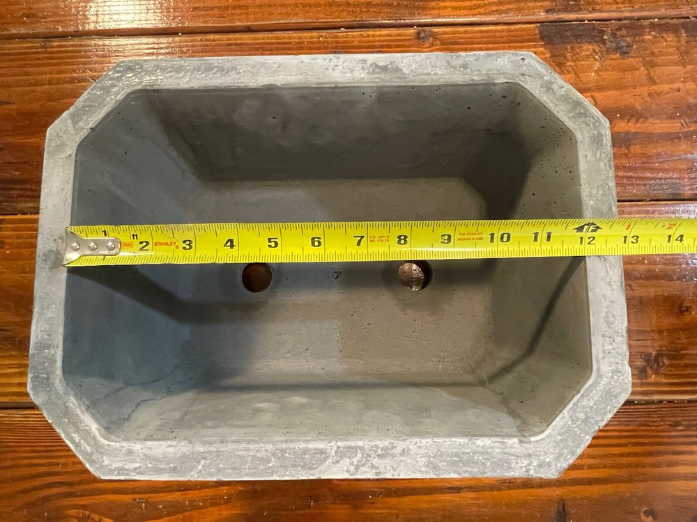 Large Rectangular Concrete Bonsai Pot 13.75” X 10” X 5.5” color “Charcoal”