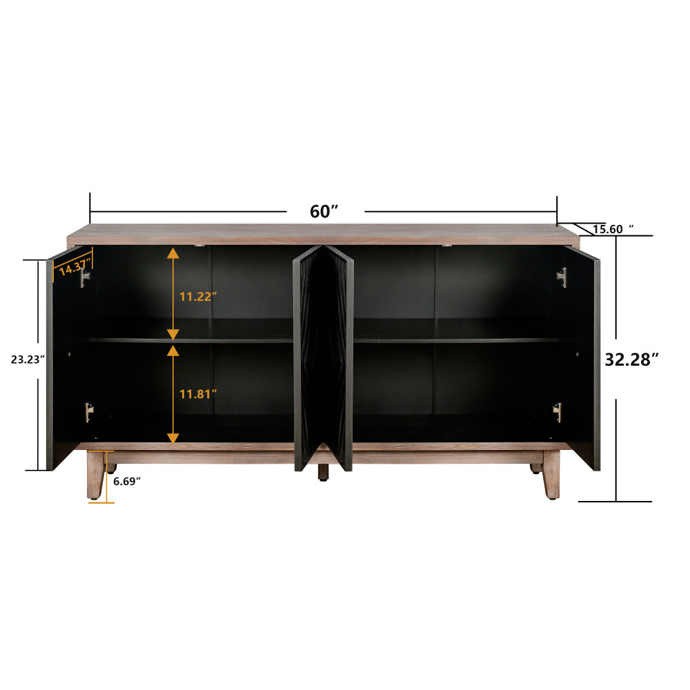Kitchen Storage Cabinet Sideboard Buffet Cabinet with Solid Wood Legs