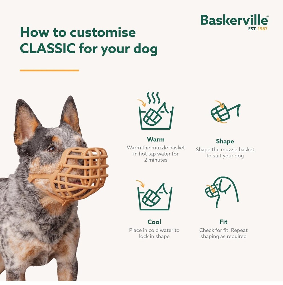 BASKERVILLE CLASSIC BASKET MUZZLE - Dog can Pant and Drink