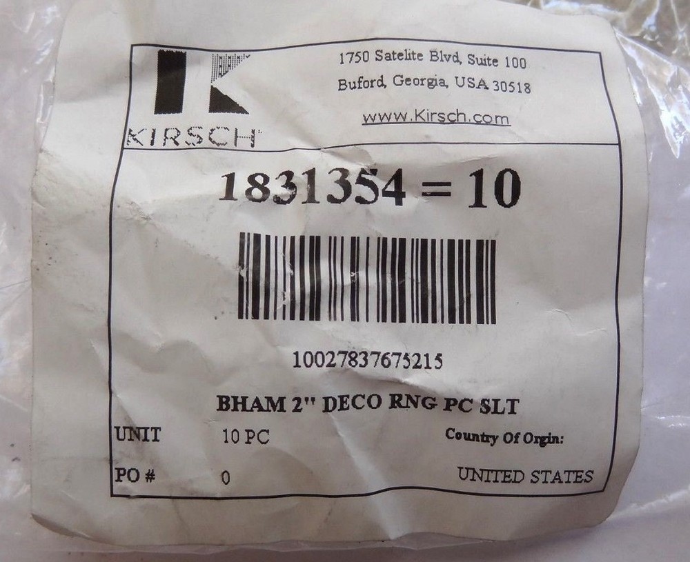 10 pc ~ Kirsch 2" Deco Rings Slate 1831354