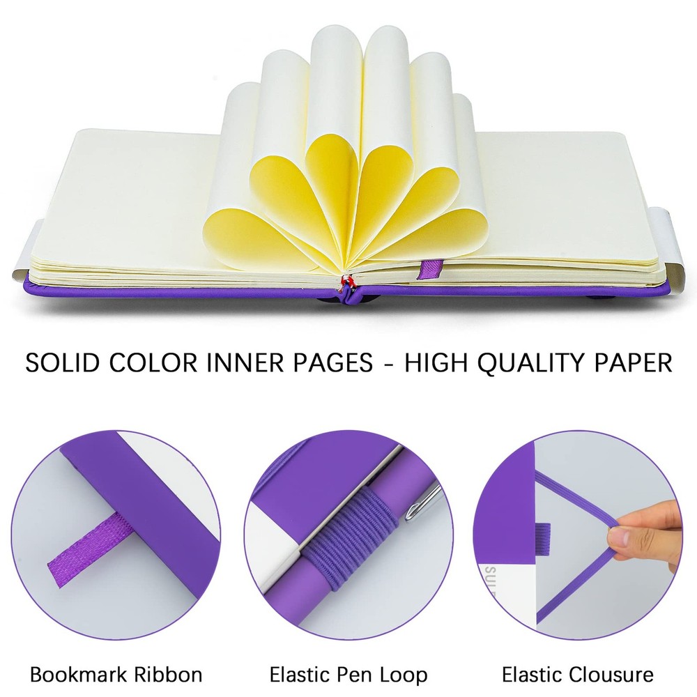 SULDAEFC 2 Pack Pocket Notebook/Notepad with 2 Blank - A6 - 2 Pack, Purple