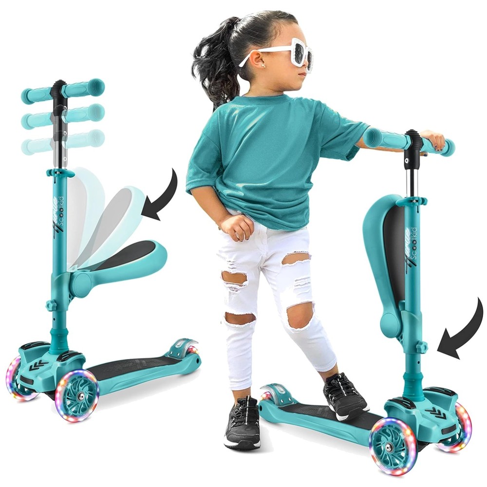 Adjustable Seat Scooter with LED Lights