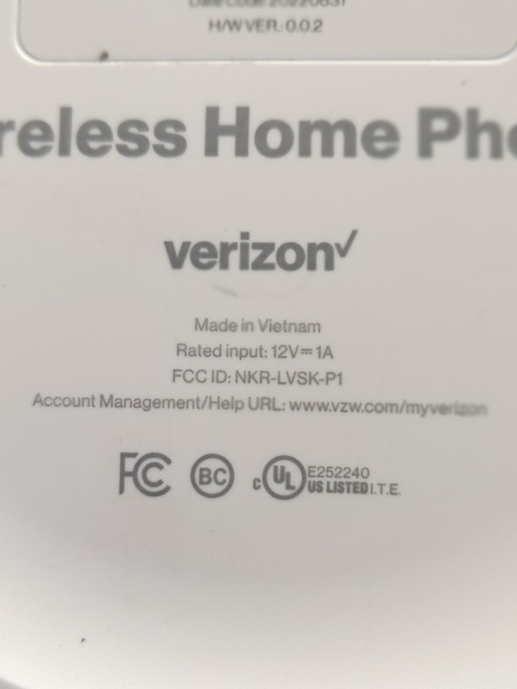 Verizon Wireless Home Phone Connect Model LVP2. NO SIM
