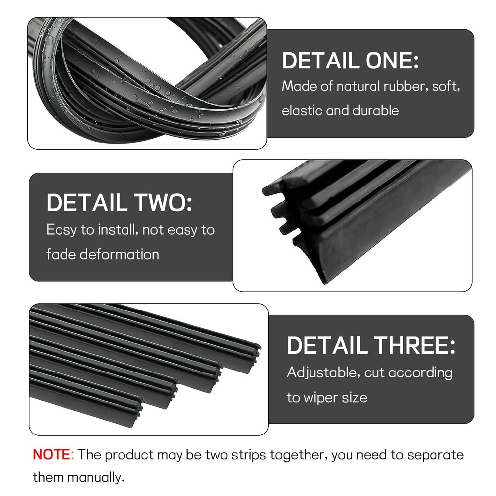4pcs Universal Wiper Blade Refills 26in Adjustable Rubber Strips Windshield