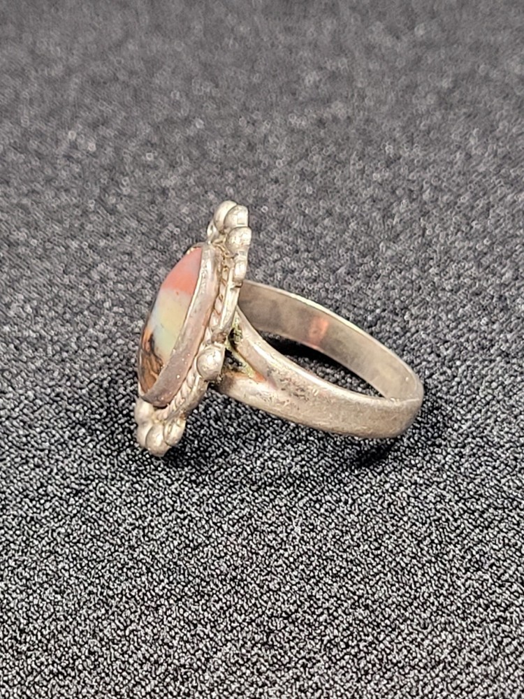 Sterling Silver Bell Trading Post Agate Ring I-12782