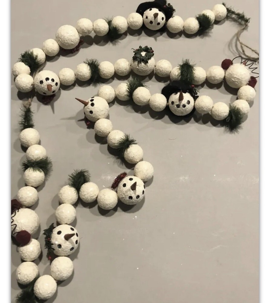 Primitive Snowman Christmas Winter Garland