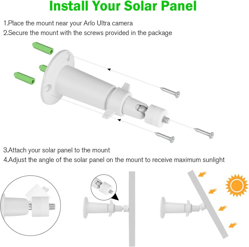 3 Pack Solar Panel Charger Compatible with Arlo Pro 4/Arlo Silver