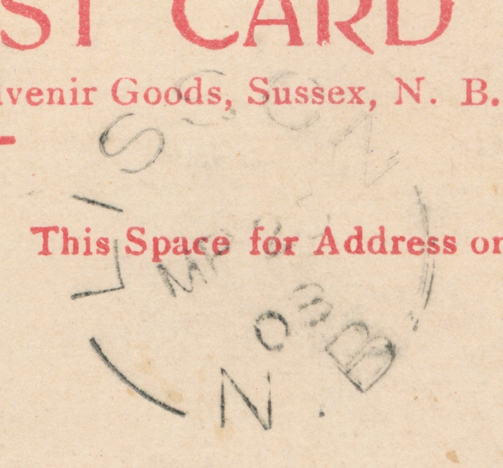 Lisson, NB- 1908 Split Ring Cancel on Postcard