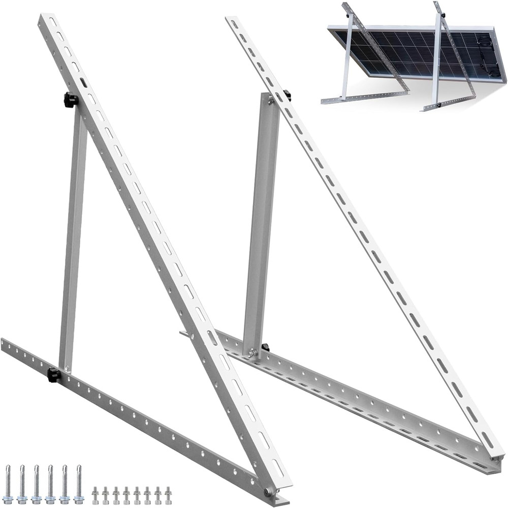 Adjustable Solar Panel Mount Brackets with Foldable Tilt Legs for RV & Roof