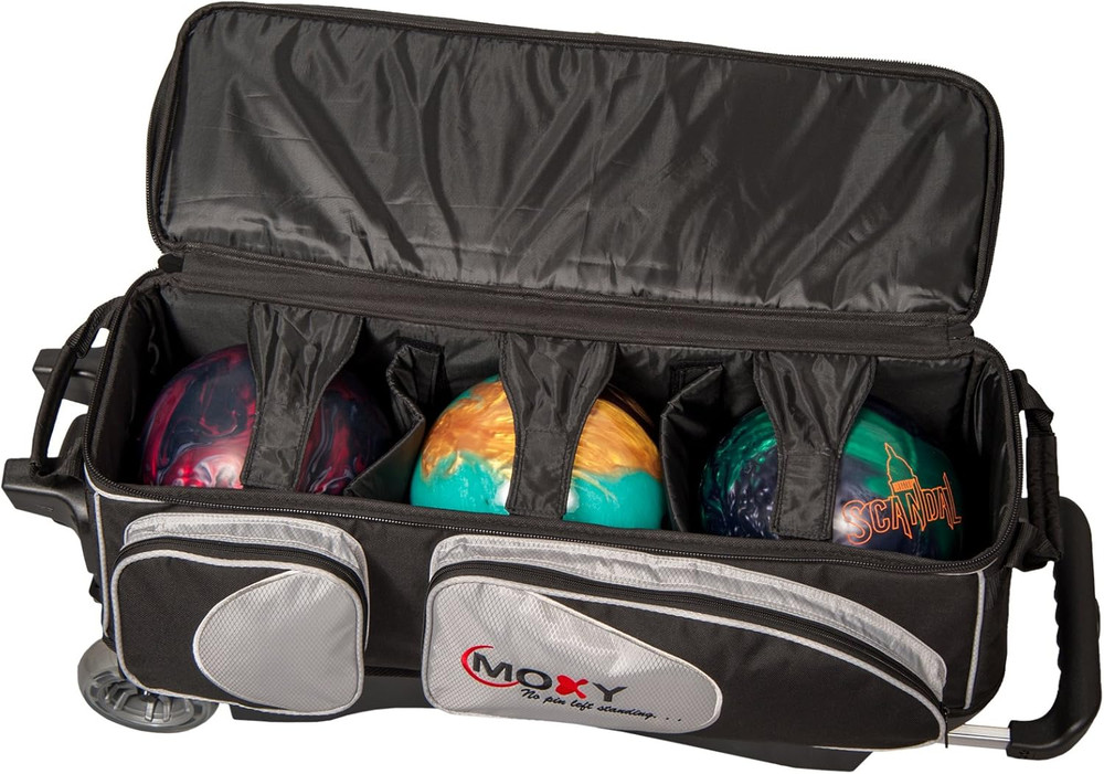 Moxy Deluxe Triple Roller Bowling Bag - Silver/Black