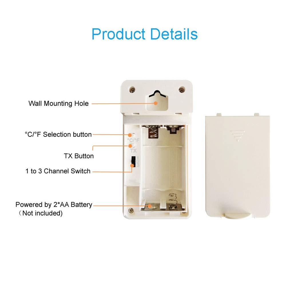 Wireless Remote Sensor Indoor Outdoor Thermometer Replacement for SC31B Projecti