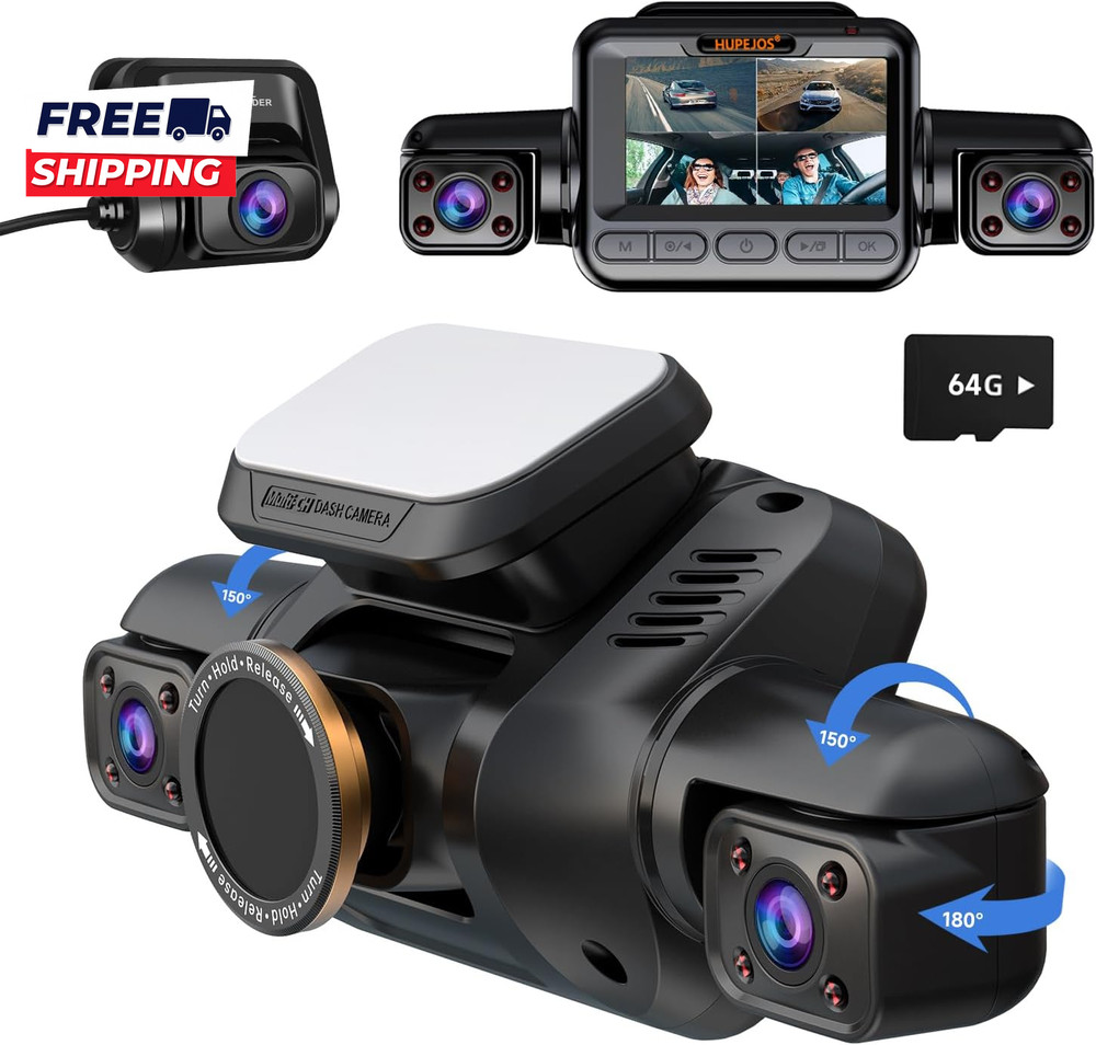 Dash Cam 4 Channel Front and Rear Inside  360° Car Camera 4K UHD, Dash Camera