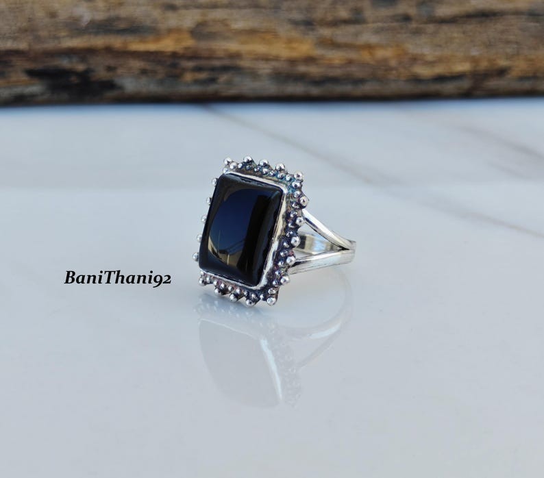 Black Onyx Solid 925 Sterling Silver Beautiful Wedding Gift Ring, All Size M1811
