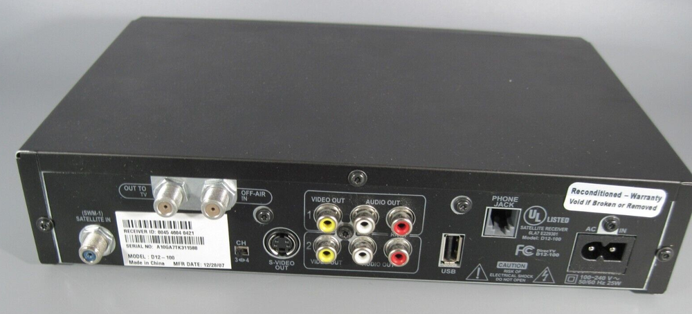 Direct TV Model D12-100- R Satellite Receiver Includes Everything Received