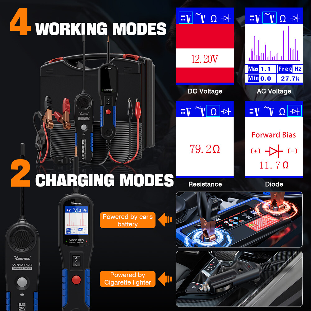 12V 24V Car Electrical Circuit Tester Powerscan Probe AVOMeter Diagnostic Tools