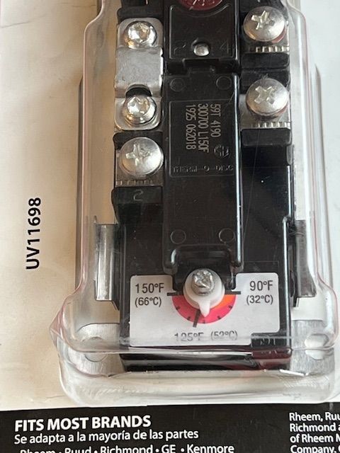 Preferred Electric Upper Thermostat 240V 150 Degree Therm-O-Disc UV11698