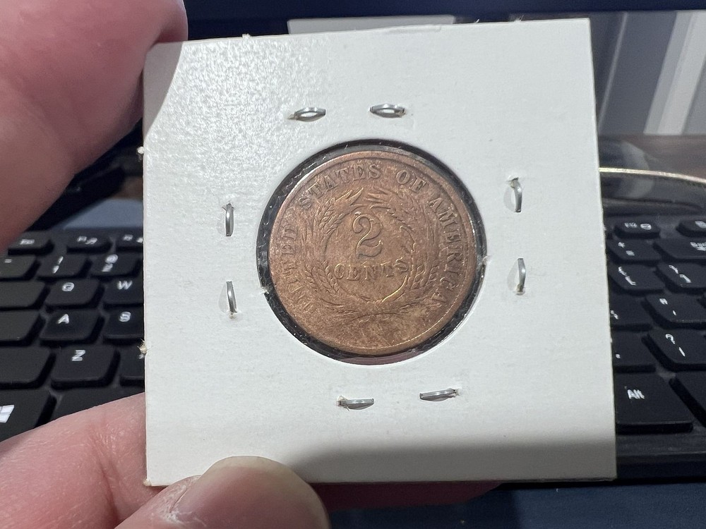 1864 Two Cent Piece Nice Color Red