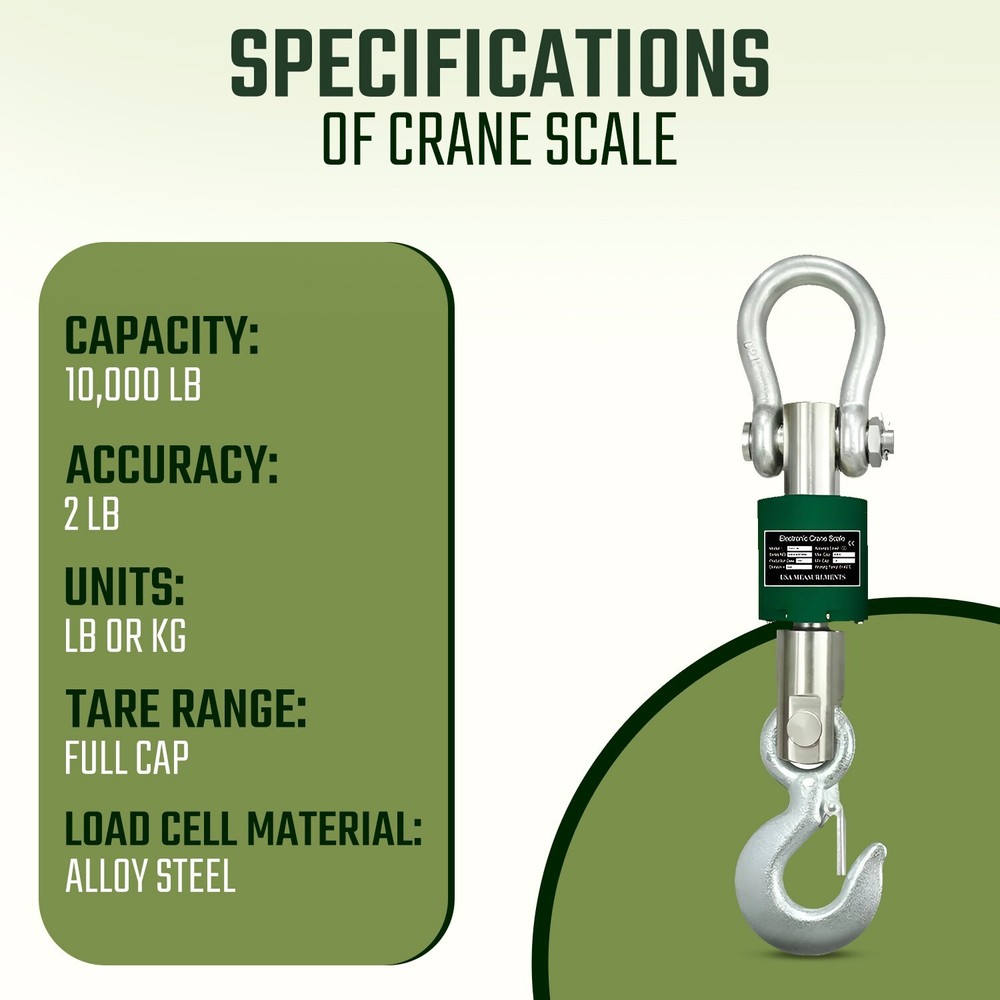 Washdown Safe 10,000 lb Crane Scale LCD with Android App & Certificate