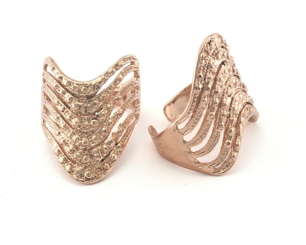 Statement Adjustable Ring Rose Gold Plated brass (18mm 8US inner size) 2605