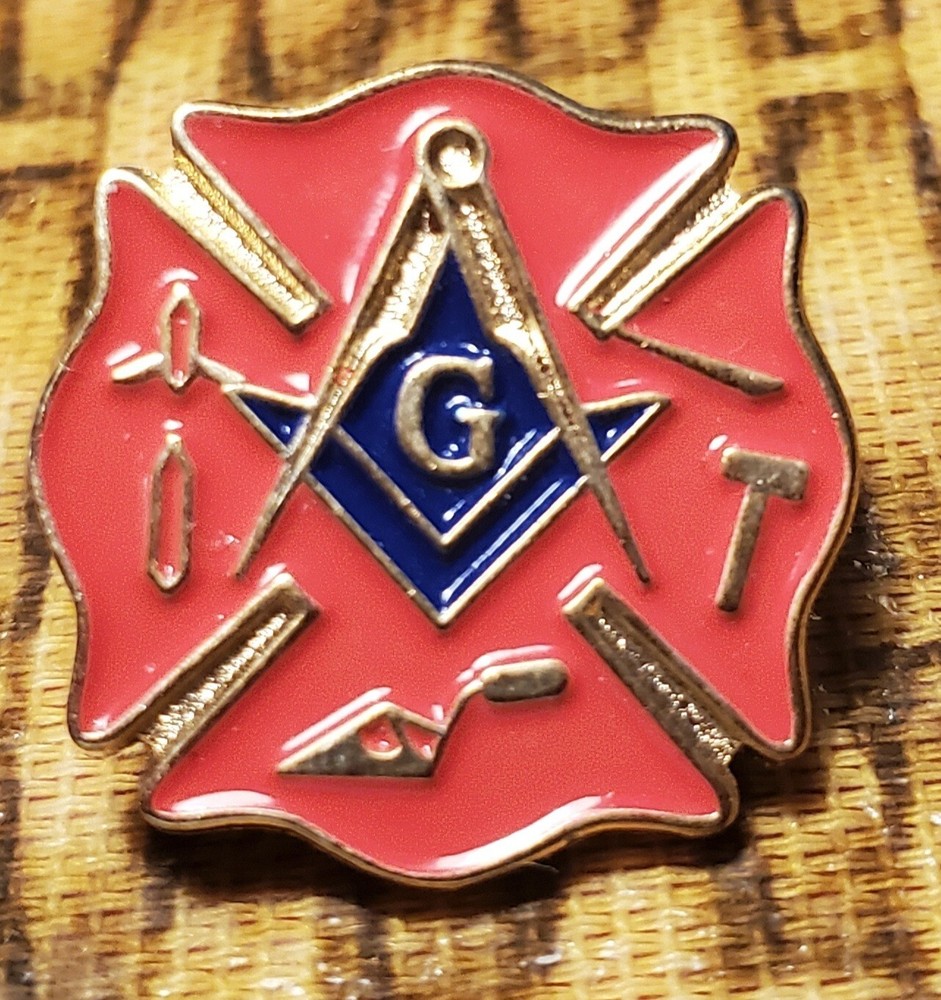 MASONIC FIREFIGHTER  ENAMELED LAPEL PIN
