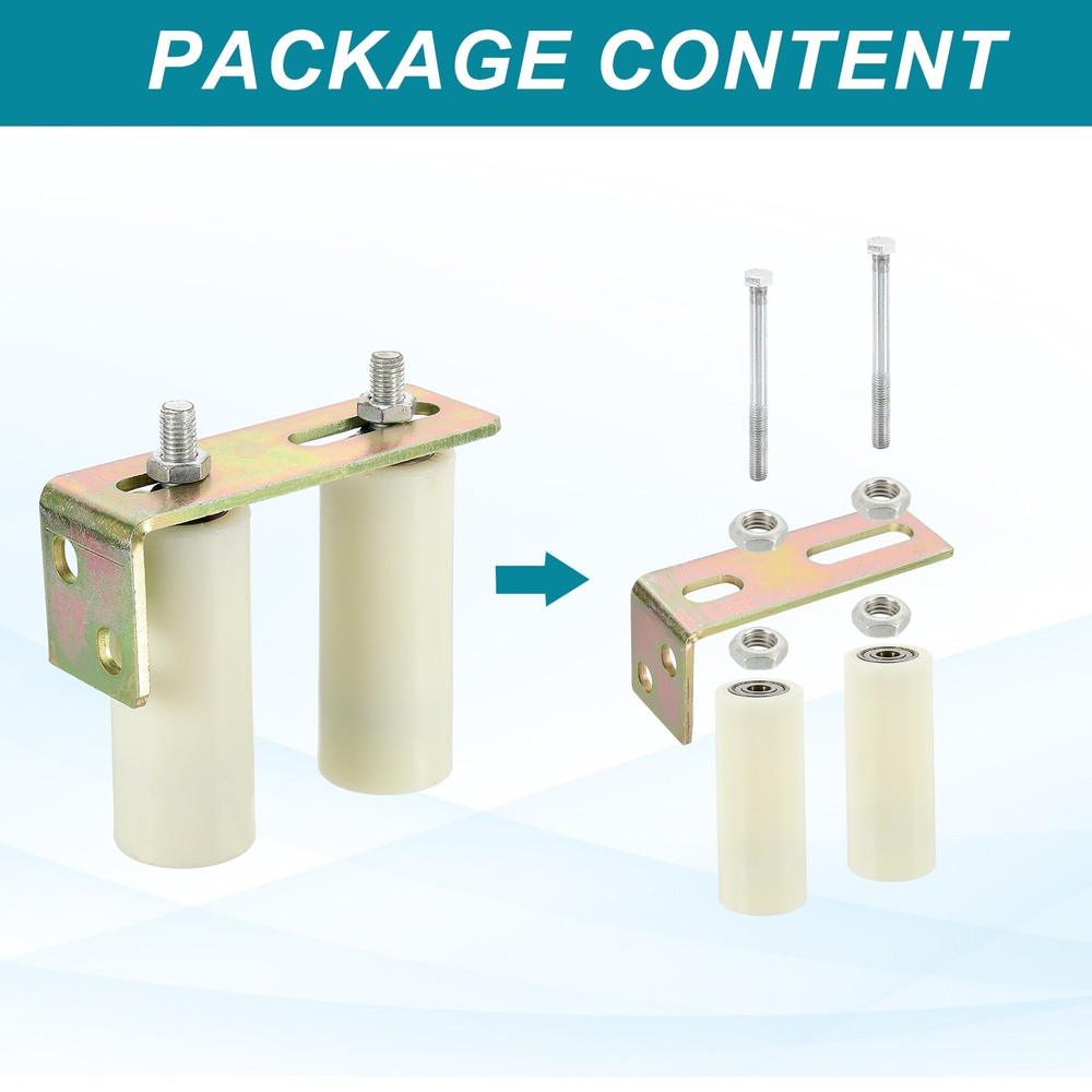 1Set Slide Gate Guide Roller 4.7" Adjustable Nylon Rollers with Bracket, White