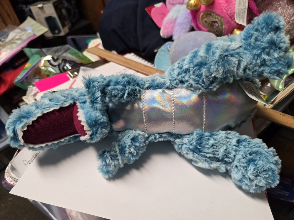 13 Inch Blue Curly Dinosaur
