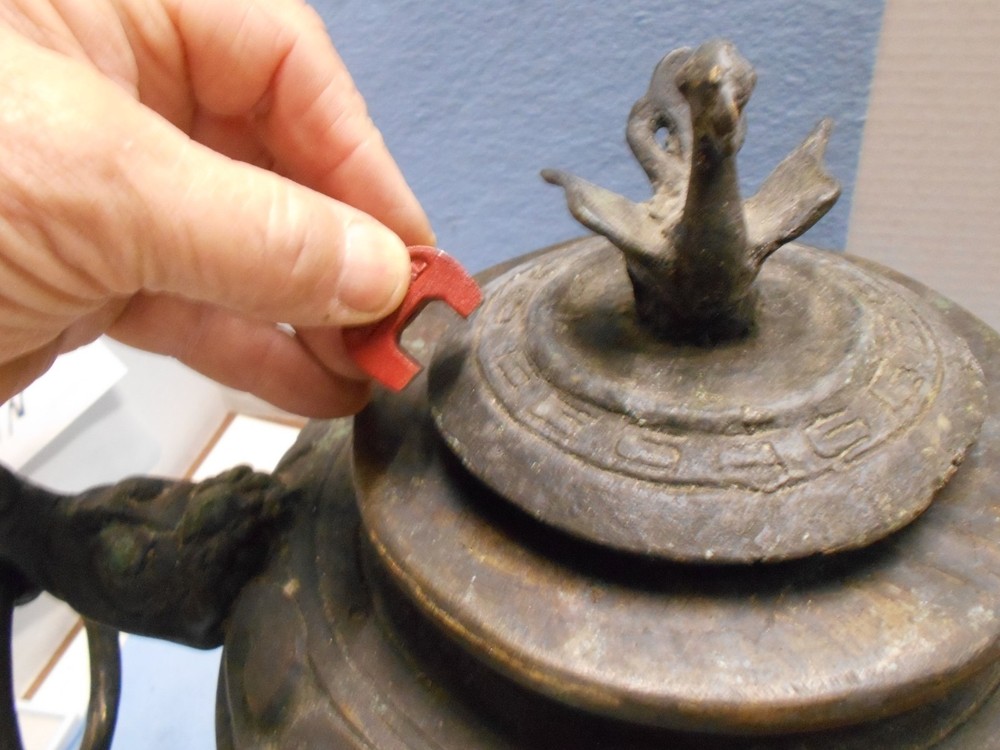 Chinese Large Cencer Cast Bronze with Gate mark bottom 12 Lbs.
