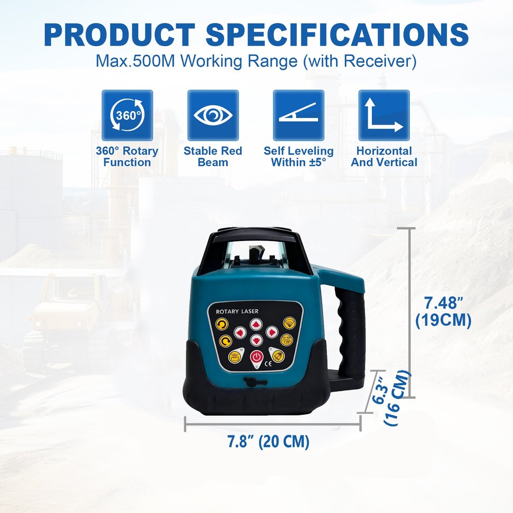Self Leveling 360° Rotary Rotating Red Laser Level Tool Kit Automatic 500m Range