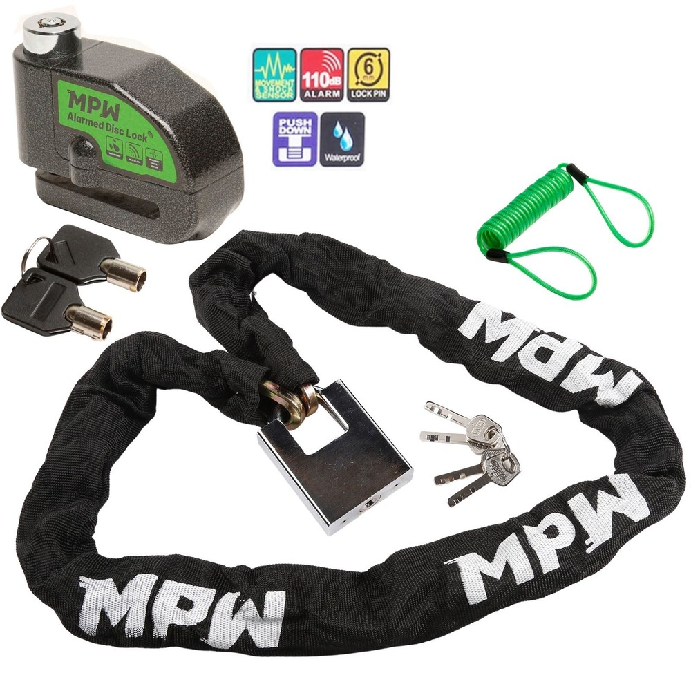 Motorcycle Scooter Chain Lock & Disc Lock + Reminder for 1.2M