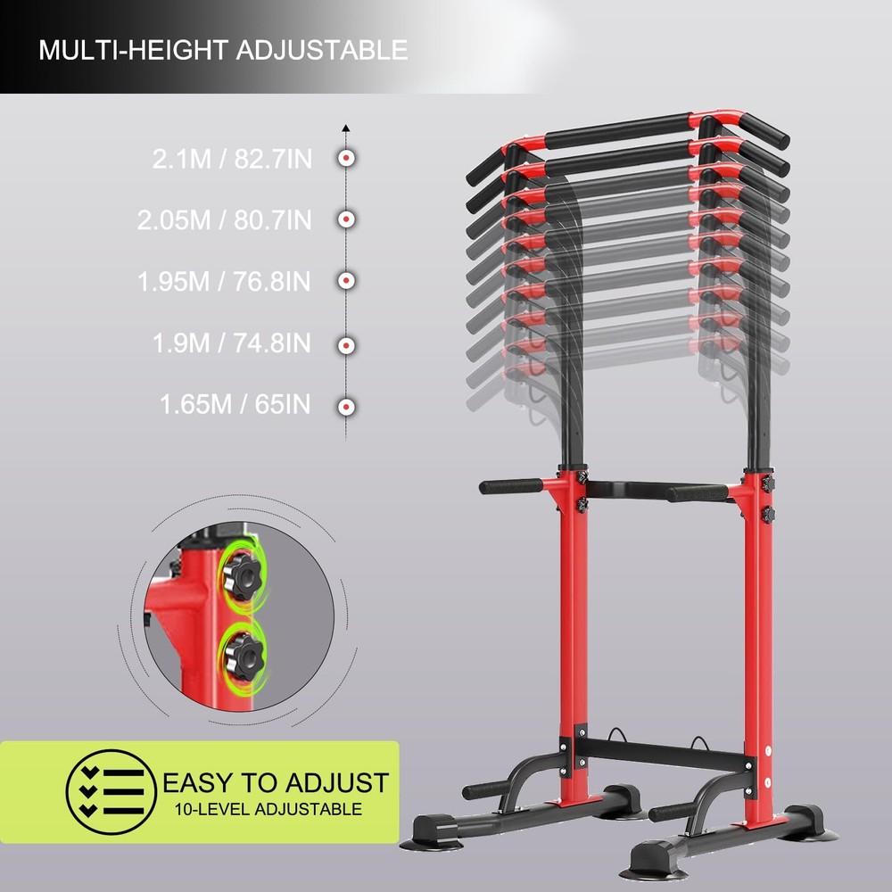 Power Tower Pull Up Bar,Pull-Up Rack Dip Station,Height Adjustable Multi-func...