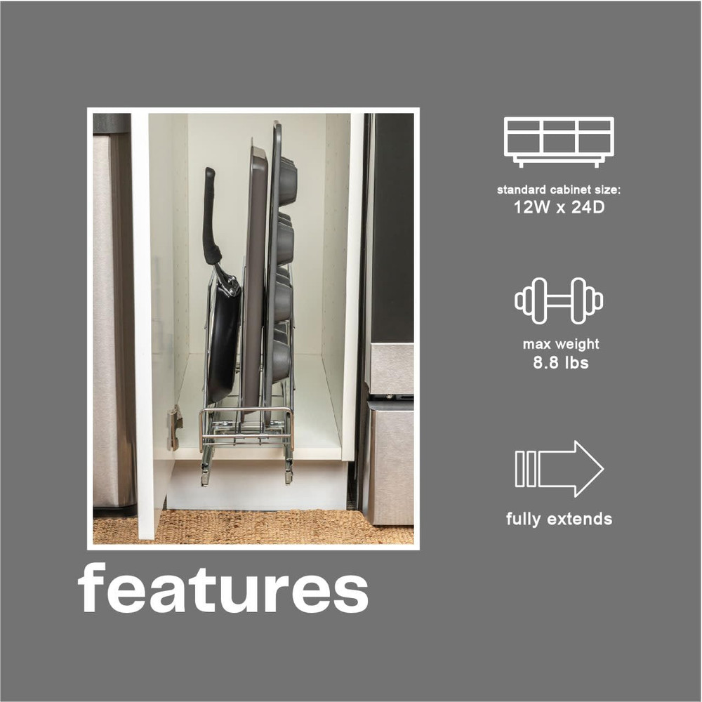 Glidez Multipurpose Chrome-Plated Steel Pull-Out/Slide-Out Storage Organizer for